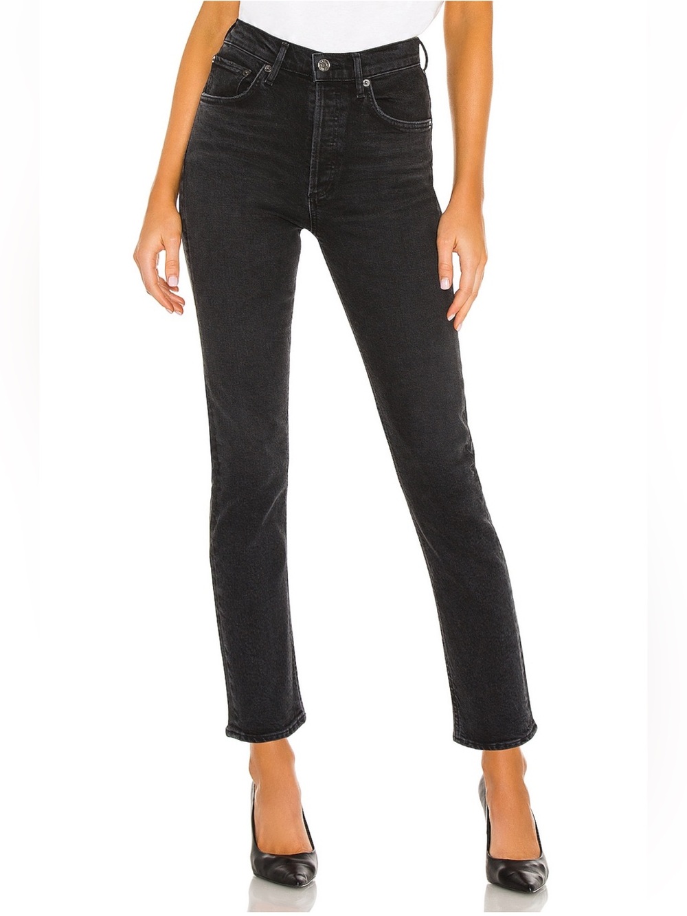 AGOLDE Riley High Rise Straight Crop Stretch Jeans in Panoramic